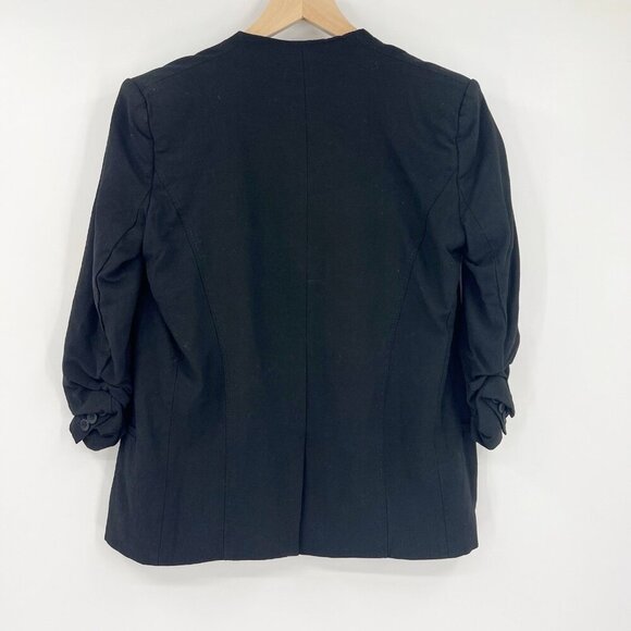Helmut Lang Black Single Button  3/4 Ruched Sleeve Blazer Size 2 Office Career - Picture 4 of 7